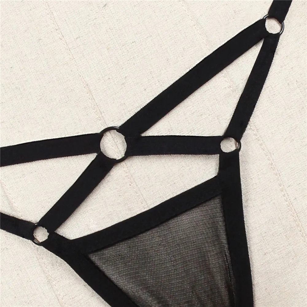 1Pc Fashion Women Spring Summer Sexy Lace Bandage Hollow Panties Transparent G-String Thongs Elastic Straps Underwear