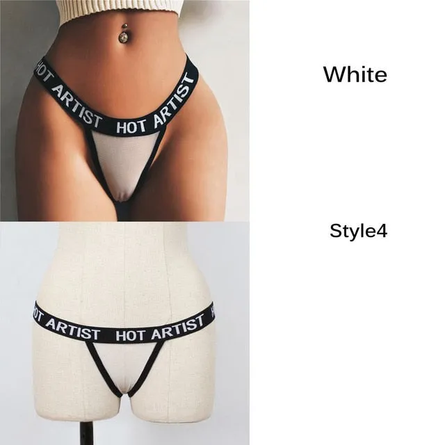 1Pc Fashion Women Spring Summer Sexy Lace Bandage Hollow Panties Transparent G-String Thongs Elastic Straps Underwear