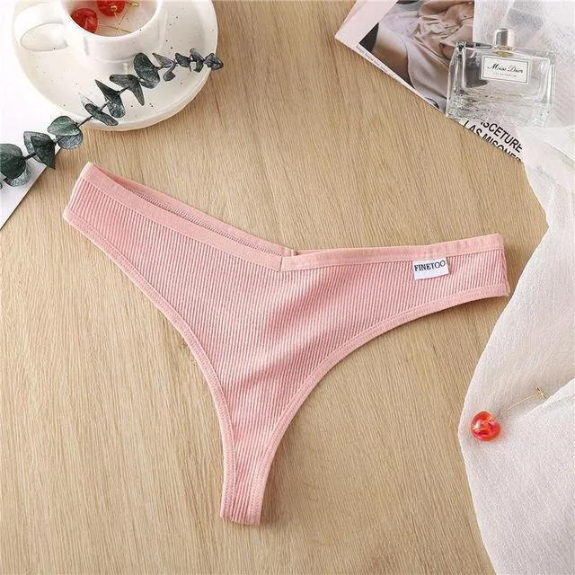 2 Pack Cotton Mix G-string Thong Underwear V Waist Panties Underpants Intimates Lingerie Briefs