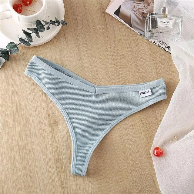 2 Pack Cotton Mix G-string Thong Underwear V Waist Panties Underpants Intimates Lingerie Briefs