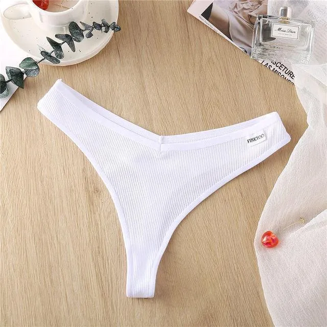 2 Pack Cotton Mix G-string Thong Underwear V Waist Panties Underpants Intimates Lingerie Briefs