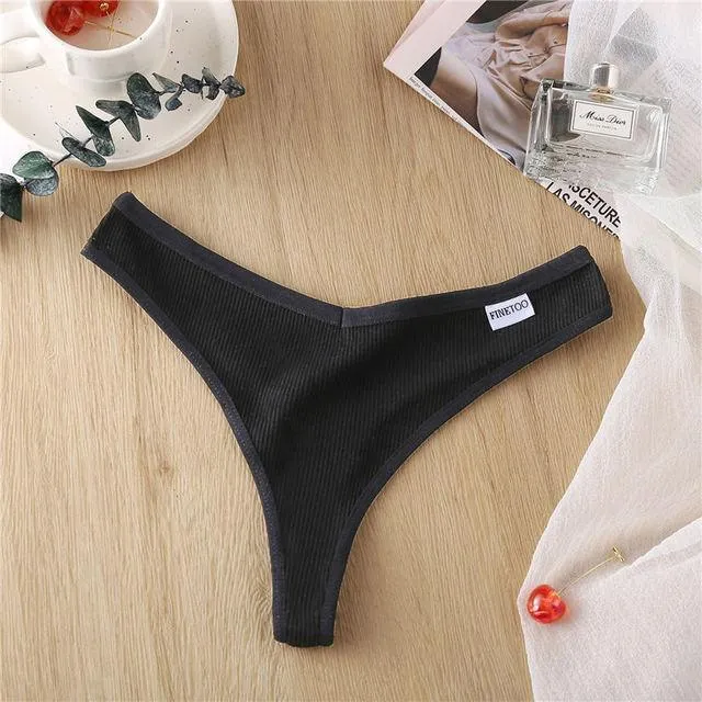 2 Pack Cotton Mix G-string Thong Underwear V Waist Panties Underpants Intimates Lingerie Briefs