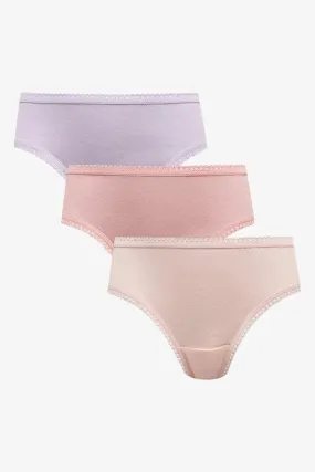 3 Pack Bikini Panties Purple, Peach & Natural