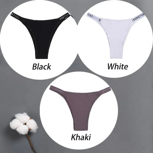 3 pack Cotton Mix Panties Letter Waist Underpants Lingerie Thong Pantys Underwear Intimates