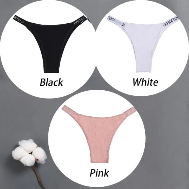 3 pack Cotton Mix Panties Letter Waist Underpants Lingerie Thong Pantys Underwear Intimates