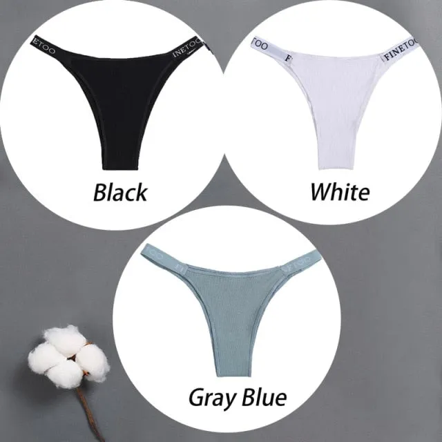 3 pack Cotton Mix Panties Letter Waist Underpants Lingerie Thong Pantys Underwear Intimates