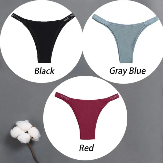 3 pack Cotton Mix Panties Letter Waist Underpants Lingerie Thong Pantys Underwear Intimates