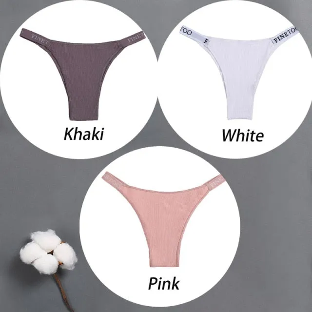 3 pack Cotton Mix Panties Letter Waist Underpants Lingerie Thong Pantys Underwear Intimates