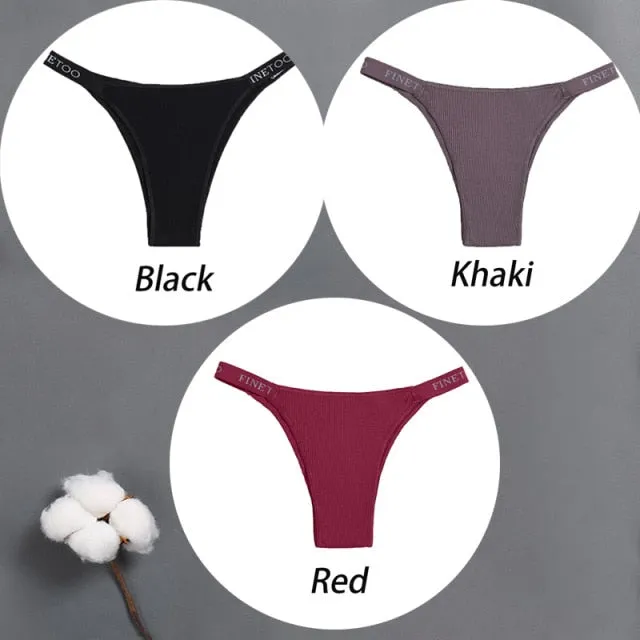 3 pack Cotton Mix Panties Letter Waist Underpants Lingerie Thong Pantys Underwear Intimates