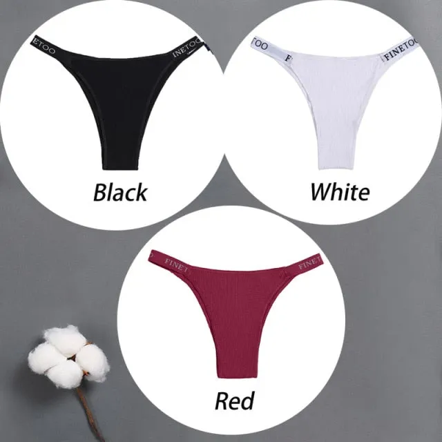 3 pack Cotton Mix Panties Letter Waist Underpants Lingerie Thong Pantys Underwear Intimates