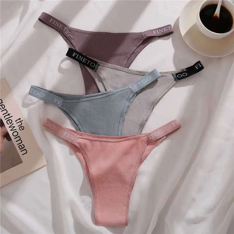 3 pack Cotton Mix Panties Letter Waist Underpants Lingerie Thong Pantys Underwear Intimates