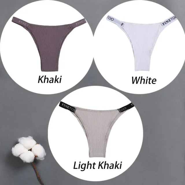 3 pack Cotton Mix Panties Letter Waist Underpants Lingerie Thong Pantys Underwear Intimates