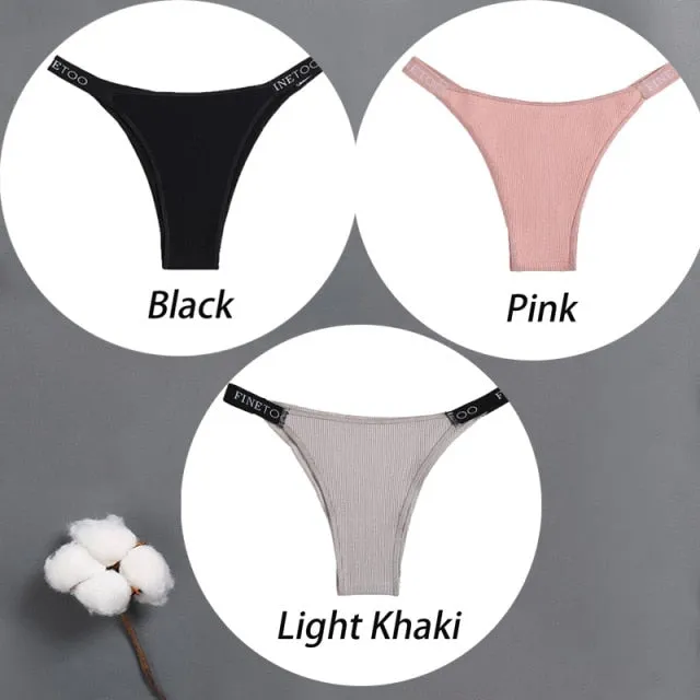 3 pack Cotton Mix Panties Letter Waist Underpants Lingerie Thong Pantys Underwear Intimates