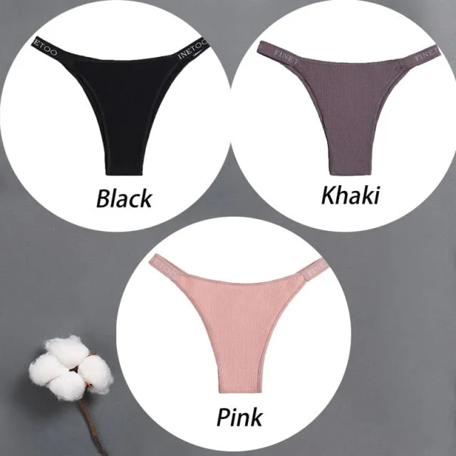 3 pack Cotton Mix Panties Letter Waist Underpants Lingerie Thong Pantys Underwear Intimates