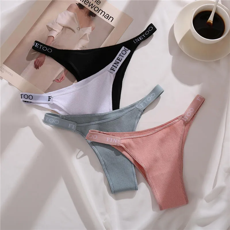 3 pack Cotton Mix Panties Letter Waist Underpants Lingerie Thong Pantys Underwear Intimates