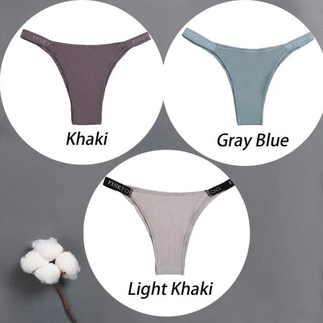 3 pack Cotton Mix Panties Letter Waist Underpants Lingerie Thong Pantys Underwear Intimates