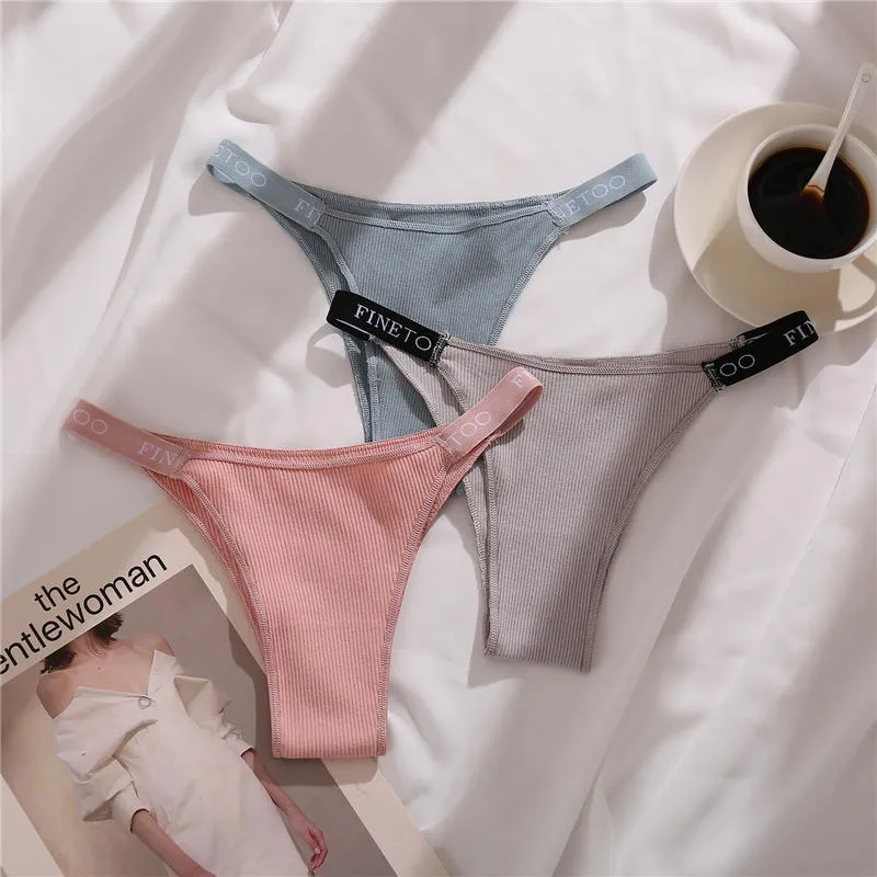 3 pack Cotton Mix Panties Letter Waist Underpants Lingerie Thong Pantys Underwear Intimates