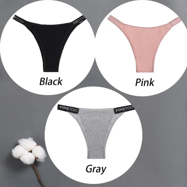 3 pack Cotton Mix Panties Letter Waist Underpants Lingerie Thong Pantys Underwear Intimates