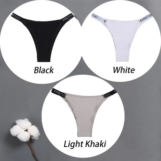 3 pack Cotton Mix Panties Letter Waist Underpants Lingerie Thong Pantys Underwear Intimates