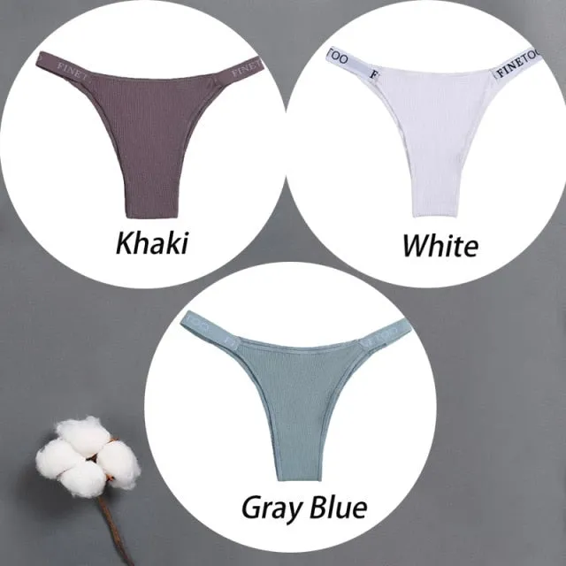 3 pack Cotton Mix Panties Letter Waist Underpants Lingerie Thong Pantys Underwear Intimates