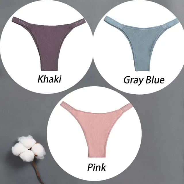 3 pack Cotton Mix Panties Letter Waist Underpants Lingerie Thong Pantys Underwear Intimates