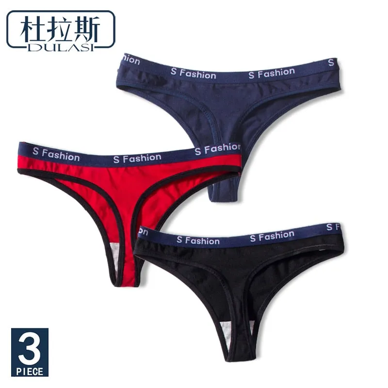 3 Pack G-String Cotton Mix Panties T Back Underwear Seamless Thong Bikini Low Rise Waist Transparent Briefs