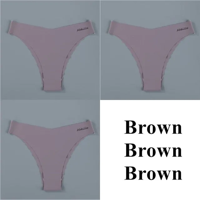 3 pack Seamless Lingerie Thongs Underwear Woman Invisible Low-Rise Underpants Panties Bikini Briefs