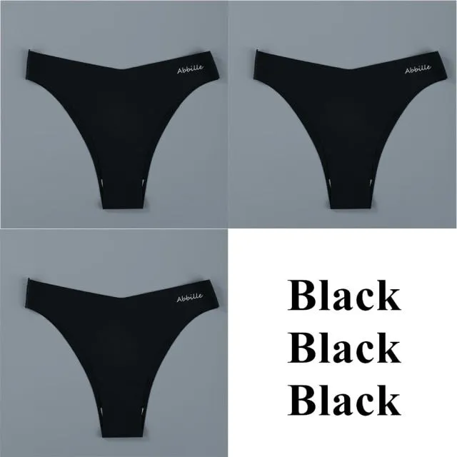 3 pack Seamless Lingerie Thongs Underwear Woman Invisible Low-Rise Underpants Panties Bikini Briefs