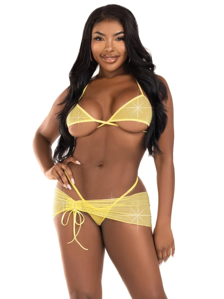 3 Pc Rhinestone Mesh Set - Small/medium - Baby  Yellow