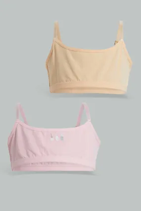 Beige And Pink Non-Padded Bra For Senior Girls (2 Pack)