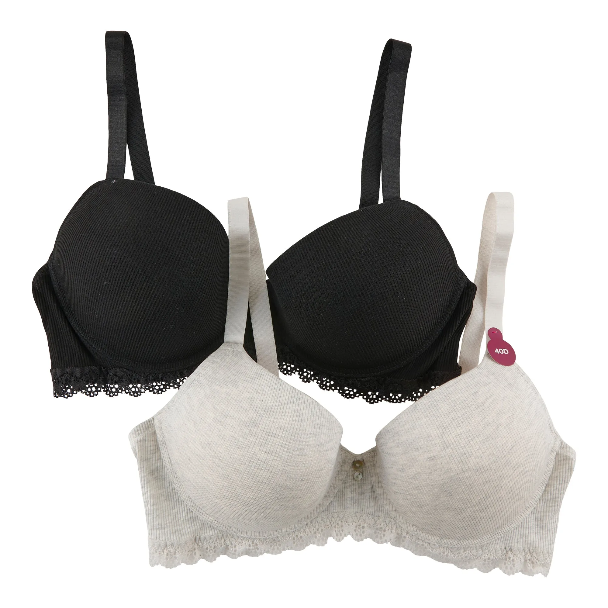 Carisma Women's Plus Ribbed Bra, 2-Pack