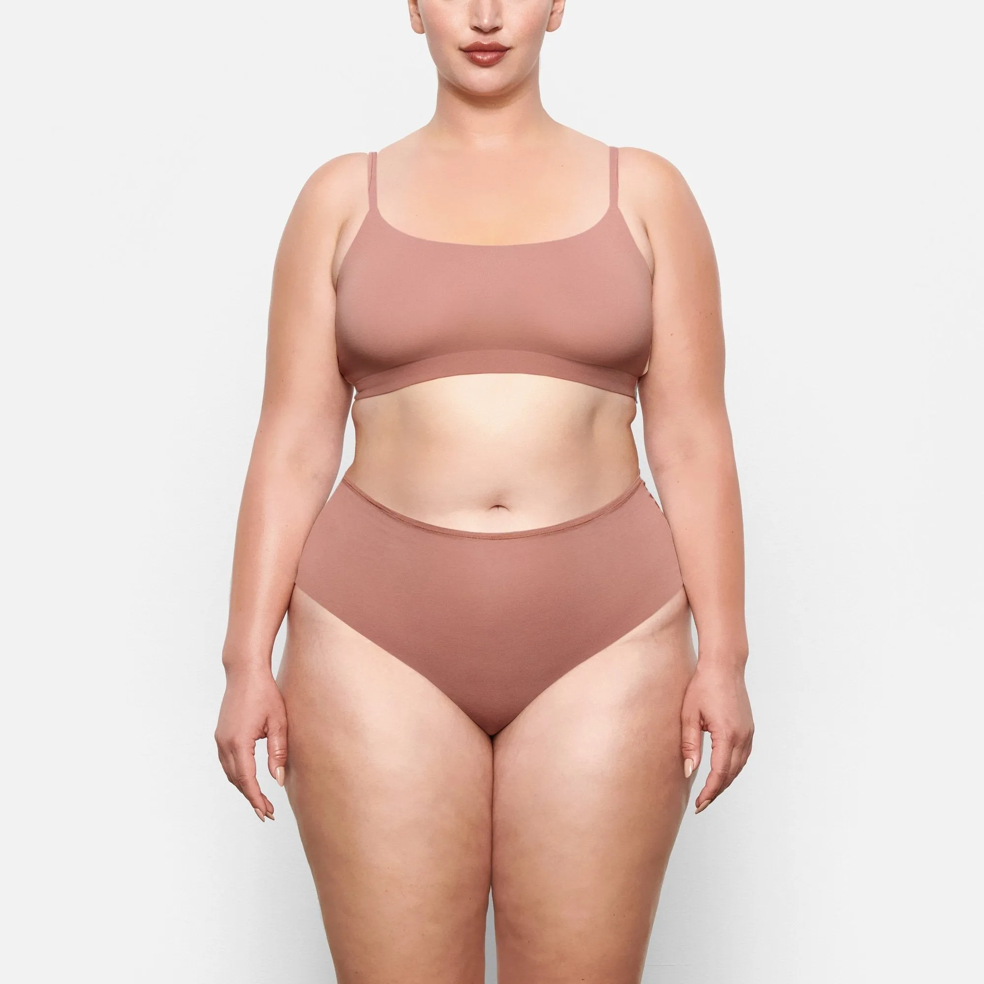 COTTON JERSEY SCOOP BRALETTE | ROSE CLAY