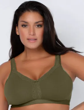 Cotton Luxe Unlined Wireless Bra in Olive