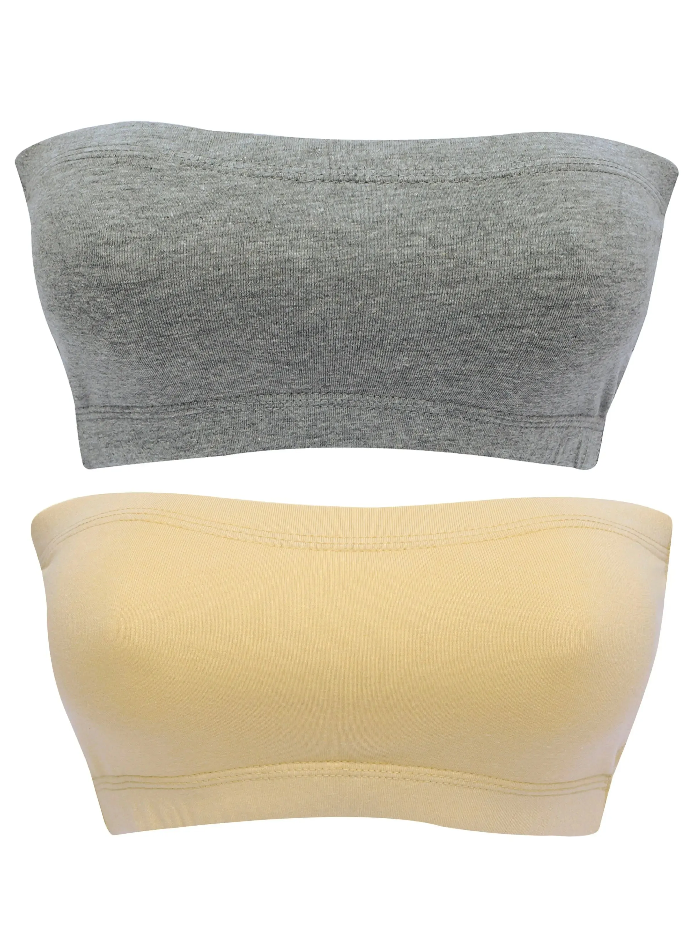 Cotton Strapless Bra | Double-Layer | Non-Padded Bandeau Bra | Solid