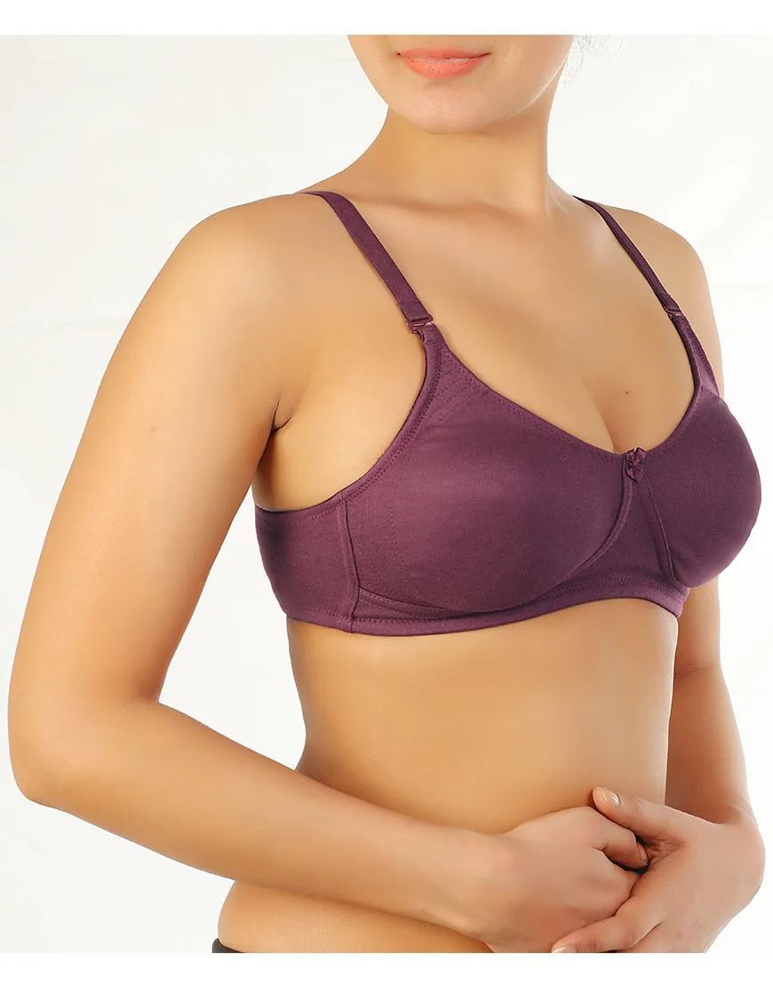 CUP SIDE SUPPORT DOUBLE LAYERED MULTIWAY COTTON BRA -GRAPE WINE