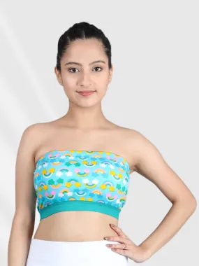 Double-Layer Cotton Strapless Bras | Non-Padded Tube Tops | Rainbow Print Bra