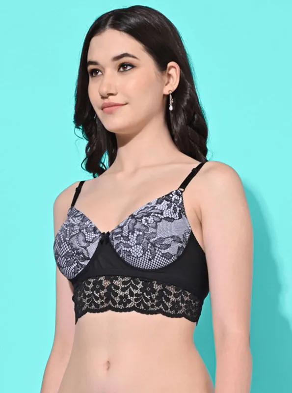 FIMS Fashion Padded Non-Wired Full Cup Bralette Black Color