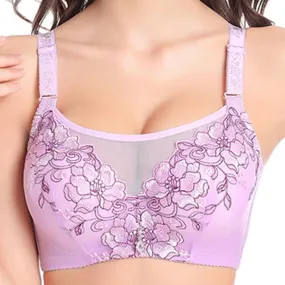 Flower Embroidery Busty Adjustable Cami Bras