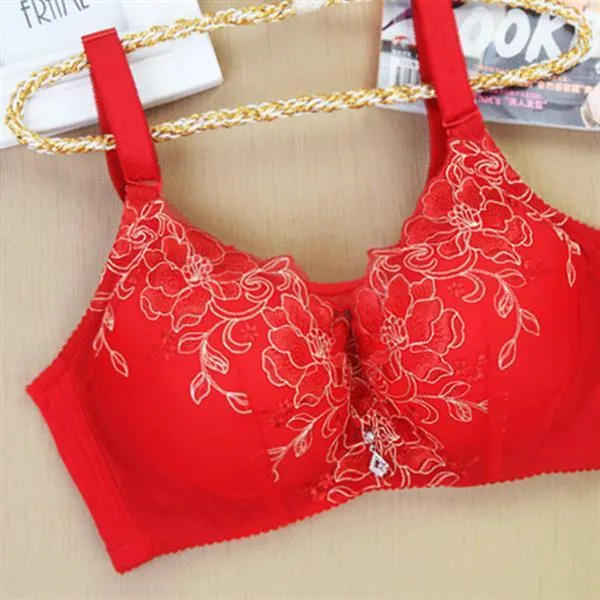 Flower Embroidery Busty Adjustable Cami Bras