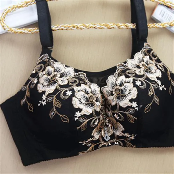 Flower Embroidery Busty Adjustable Cami Bras