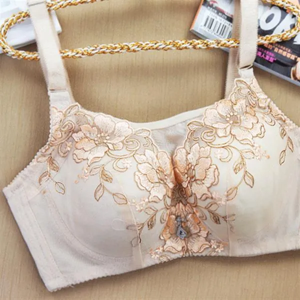 Flower Embroidery Busty Adjustable Cami Bras