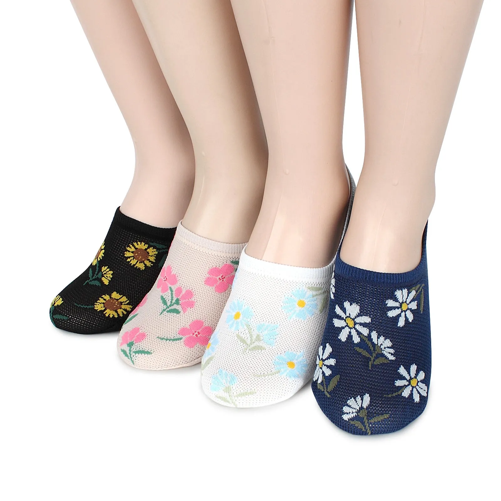 Flower printing women loafer socks mesh cool no show socks LI14