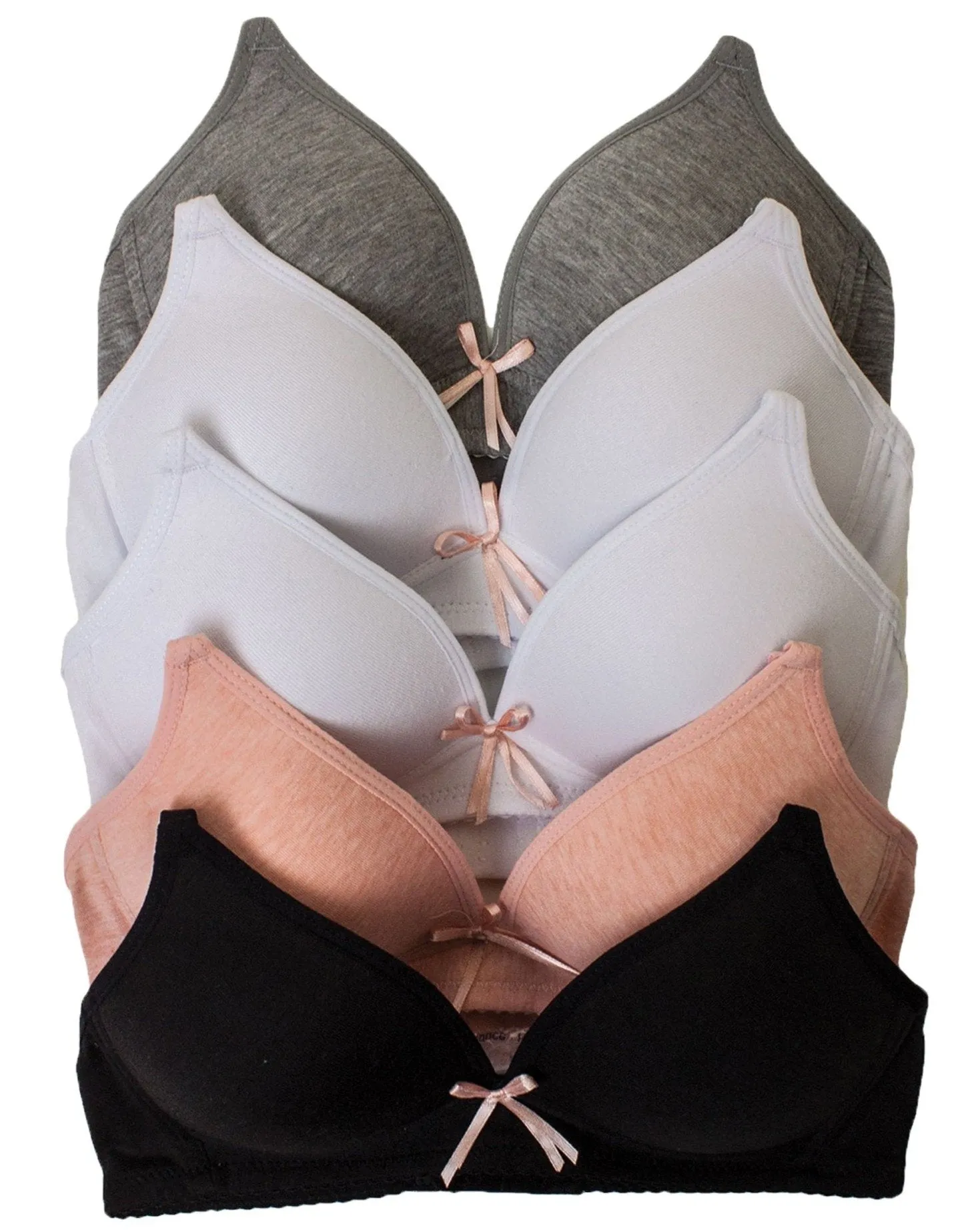 For Junior Wireless Light Padded A Cup Bras with J-hook (5 Pack)