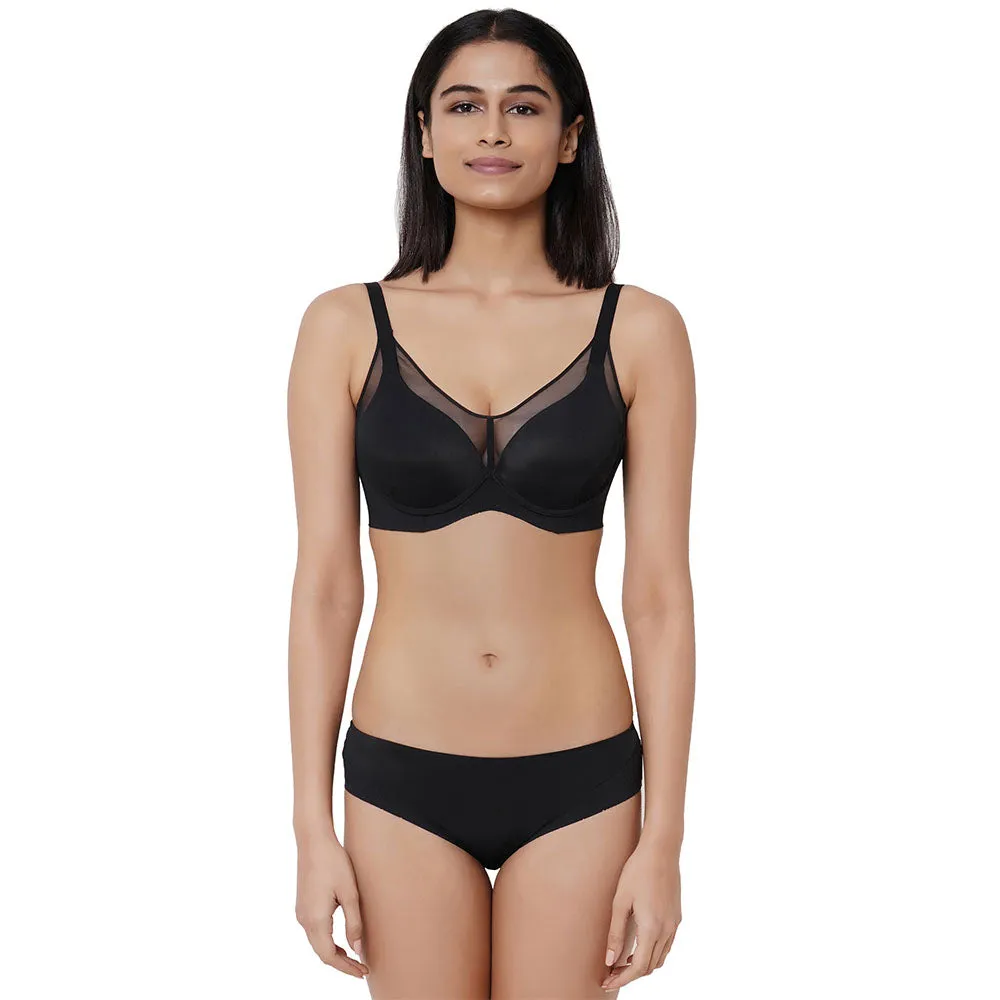 Franca  Mid Waist Medium Coverage Everyday Wear Seamless Bikini Panty - Black