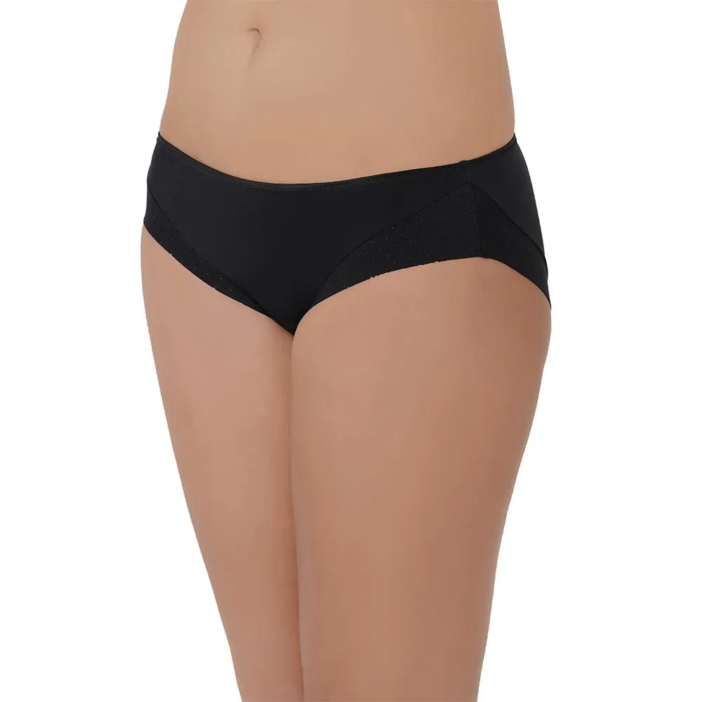 Franca  Mid Waist Medium Coverage Everyday Wear Seamless Bikini Panty - Black