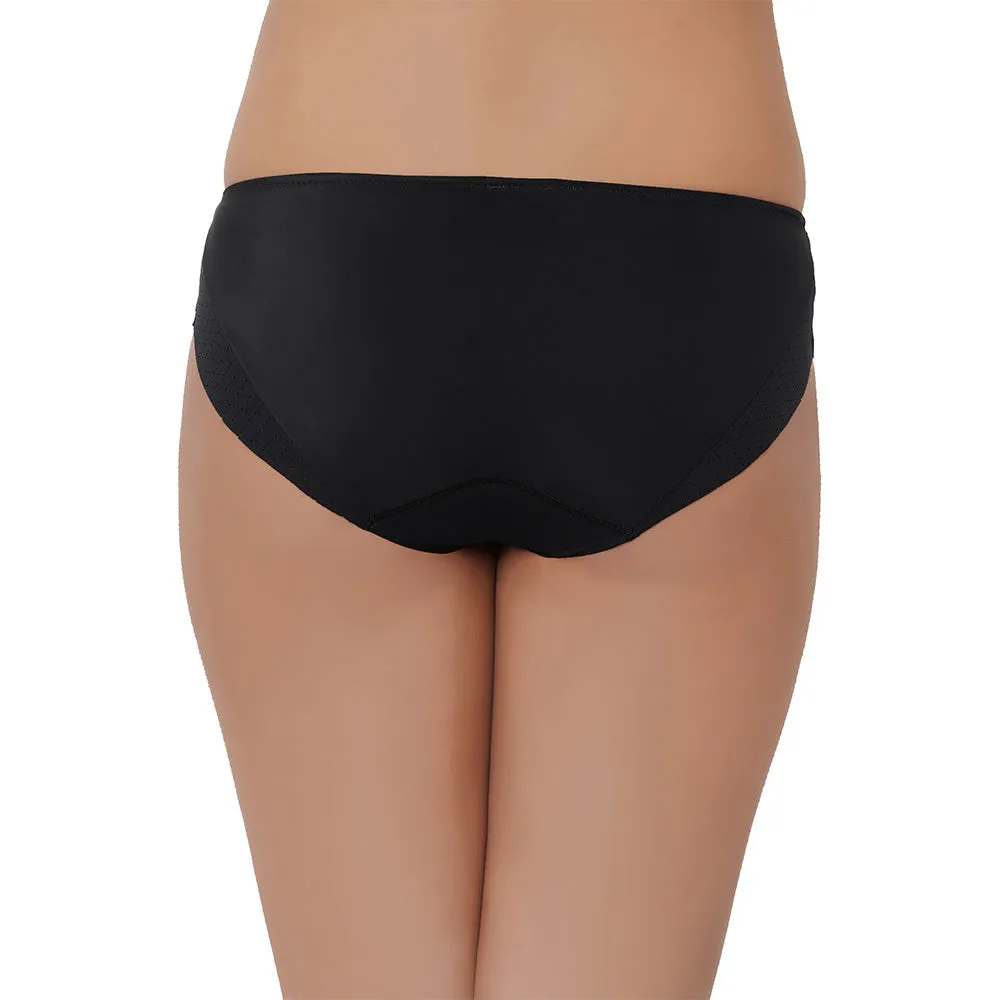 Franca  Mid Waist Medium Coverage Everyday Wear Seamless Bikini Panty - Black