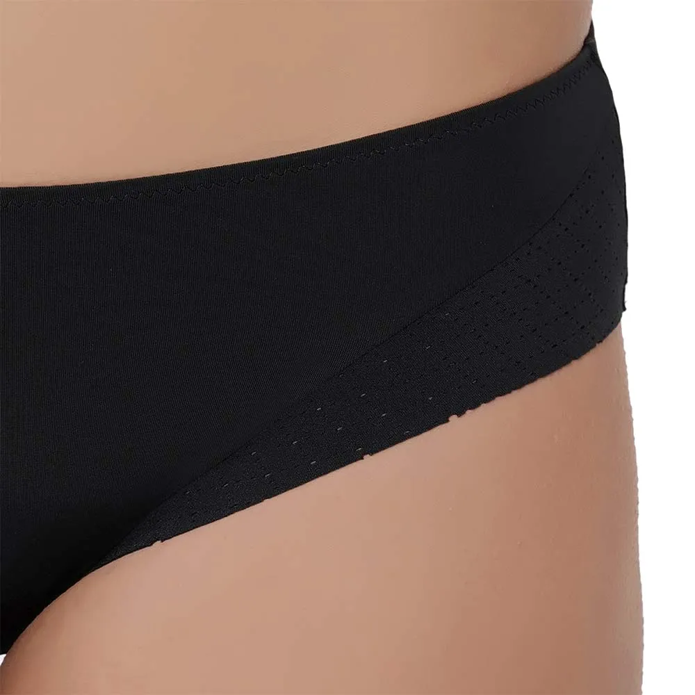 Franca  Mid Waist Medium Coverage Everyday Wear Seamless Bikini Panty - Black