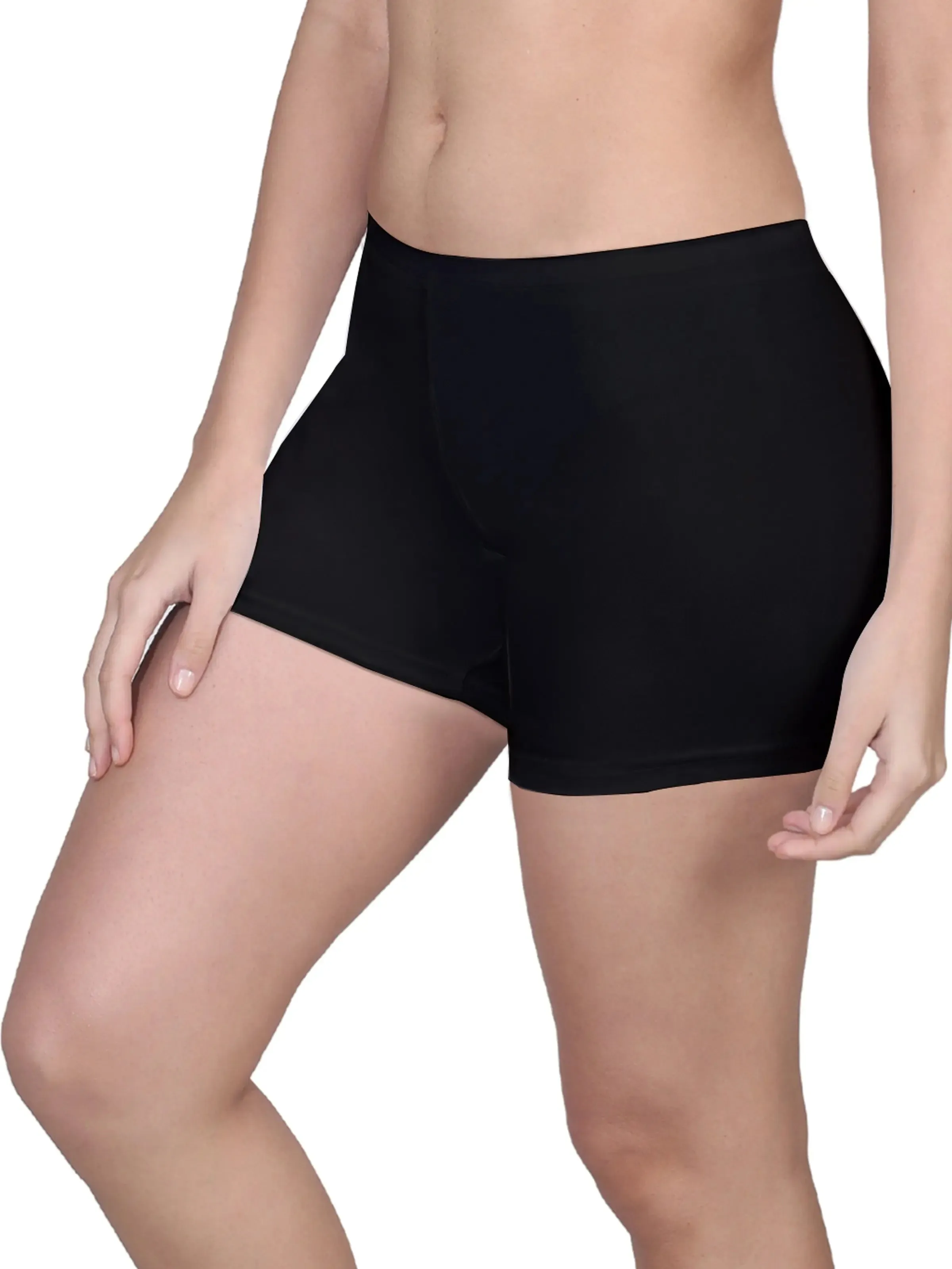 Full Coverage High Waist Long Panties with Gusseted Crotch and No Side Seams in Black and White Pack-of-2