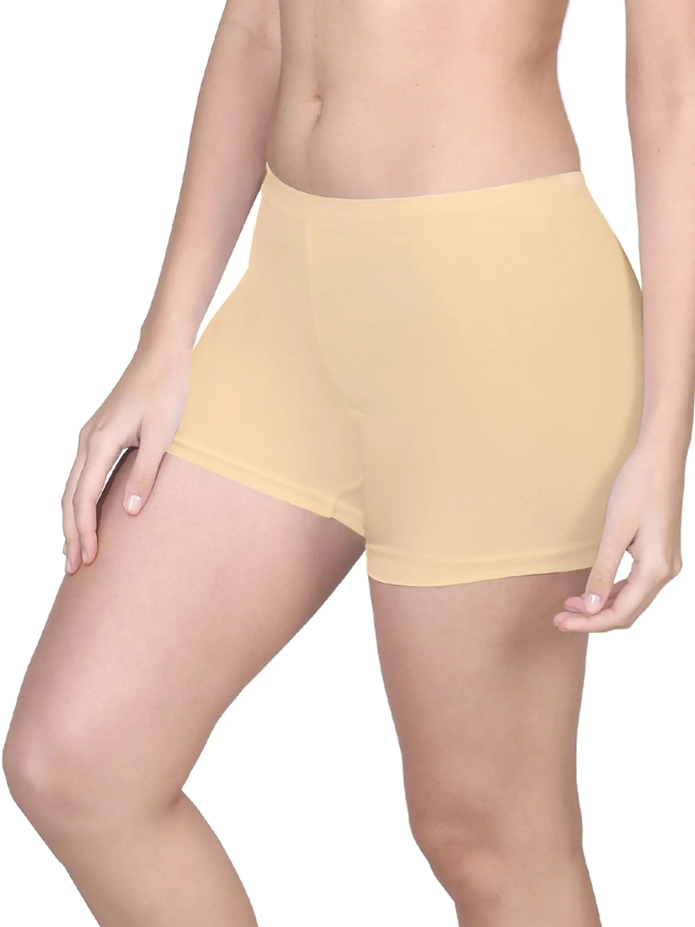 Full Coverage High Waist Long Panties with Gusseted Crotch and No Side Seams in Skin Pack of 1