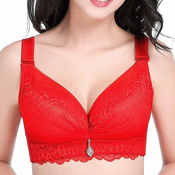 Gather Wireless Deep Plunge Busty Lace-trim Adjustable Bras